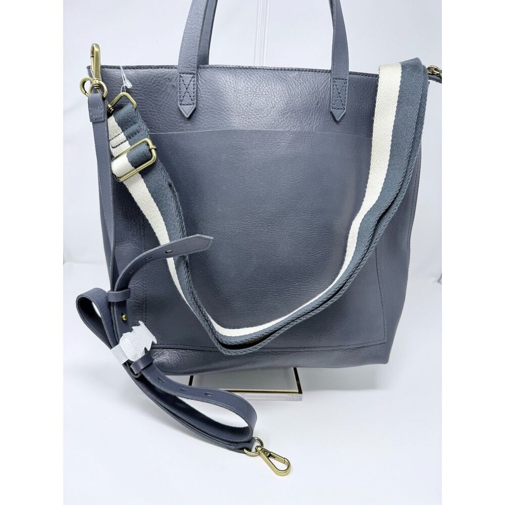 NWT Madewell The Zip-Top Medium Transport Tote in Dark Baltic Blue Leather - Picture 5 of 9